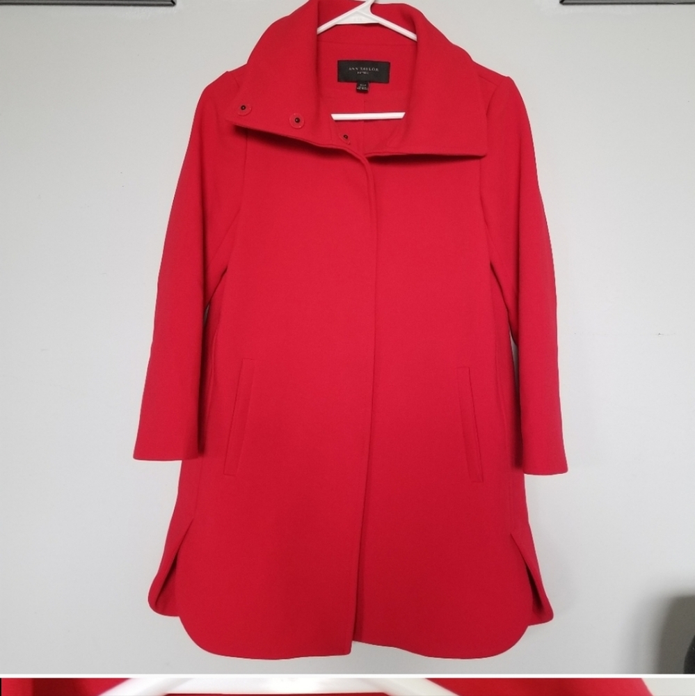 Ann Taylor Women's Red Pea Coat Size L